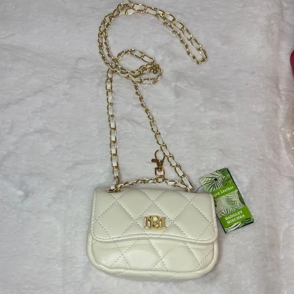 Badgley Mischa Red Quilted Tote with Gold Accents & Mini White Purse Charm - Picture 9 of 9